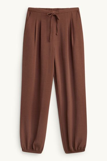 Damen - Haremshose - Mid Waist - Balloon Leg - braun
