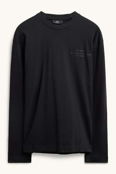 Herren - Langarmshirt - Relaxed Fit - schwarz