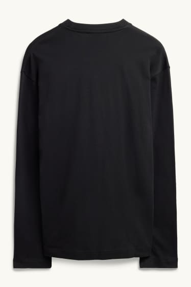 Herren - Langarmshirt - Relaxed Fit - schwarz