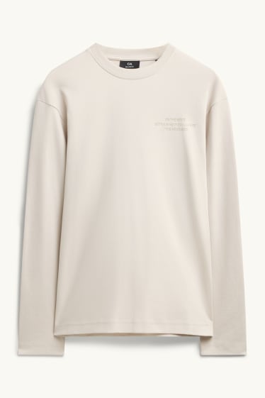 Heren - Sportshirt - relaxed fit - crèmekleurig