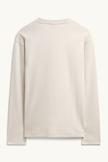 Heren - Sportshirt - relaxed fit - crèmekleurig