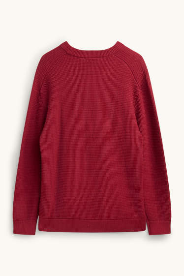 Men - Jumper - textured - red