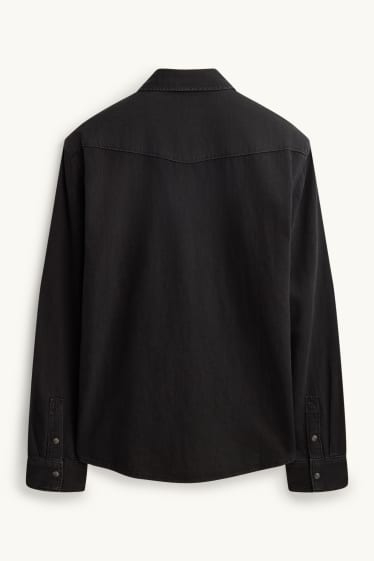 Heren - Spijkerblouse - regular fit - kent - zwart