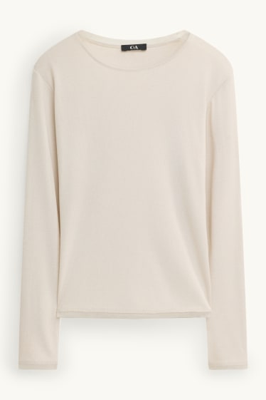 Dames - Longsleeve - crème wit