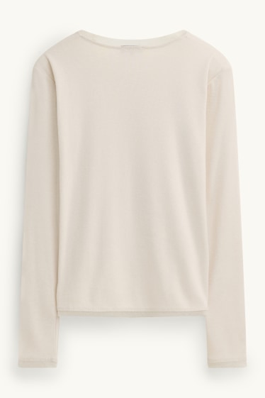 Dames - Longsleeve - crème wit