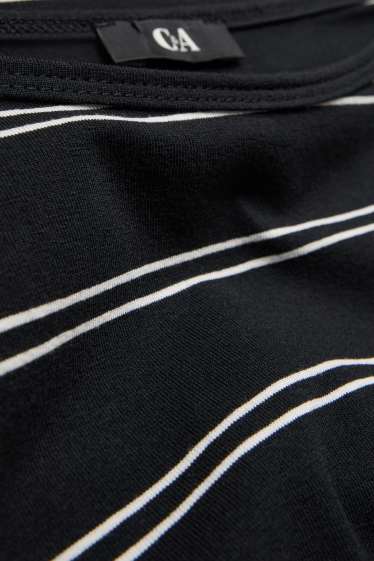 Women - Long sleeve top - regular fit - striped - black / white