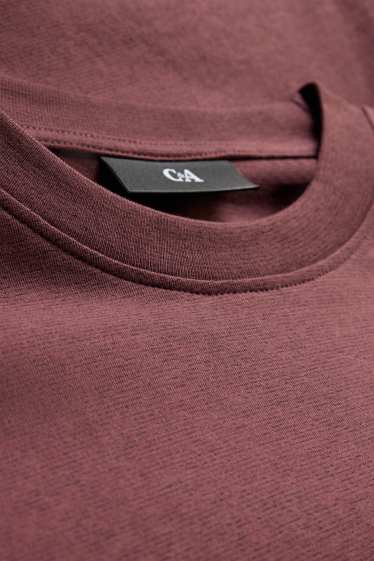 Pánské - Tričko s dlouhým rukávem - regular fit - bordeaux