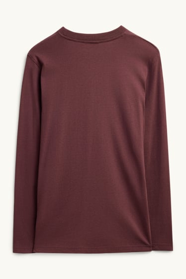 Pánské - Tričko s dlouhým rukávem - regular fit - bordeaux