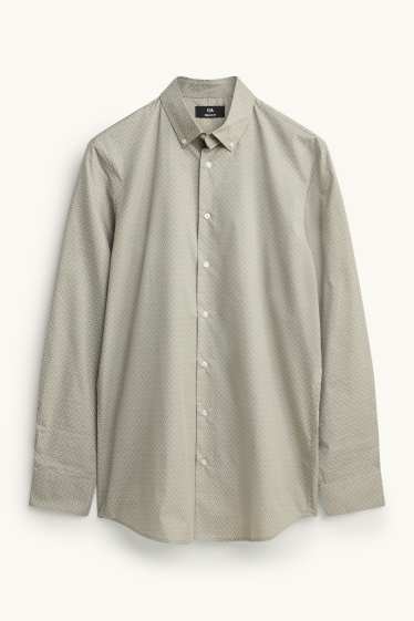 Men - Shirt - regular fit - button-down collar - patterned - khaki