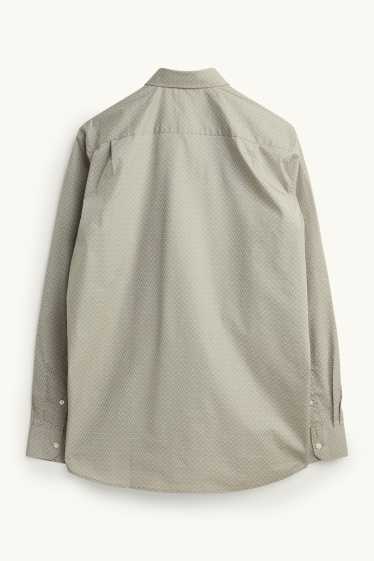 Men - Shirt - regular fit - button-down collar - patterned - khaki