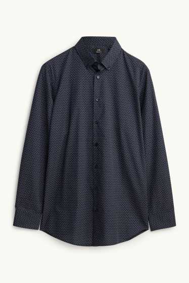 Hommes - Chemise - regular fit - col button-down - à motif - bleu foncé / blanc