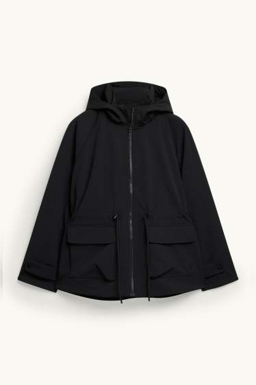 Damen - Softshelljacke mit Kapuze - wasserabweisend - 4-Way-Stretch - schwarz