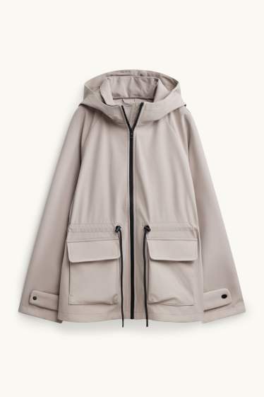 Damen - Softshelljacke mit Kapuze - wasserabweisend - 4-Way-Stretch - beige
