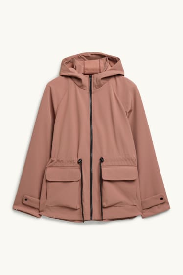 Damen - Softshelljacke mit Kapuze - wasserabweisend - 4-Way-Stretch - lachsfarben