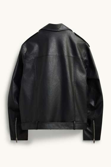 Hommes - Blouson de motard - matière synthétique - noir