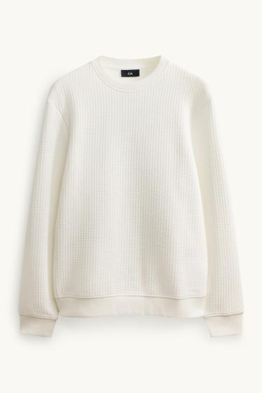 Men - Sweatshirt - textured - cremewhite