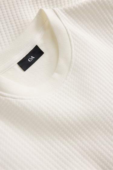 Men - Sweatshirt - textured - cremewhite