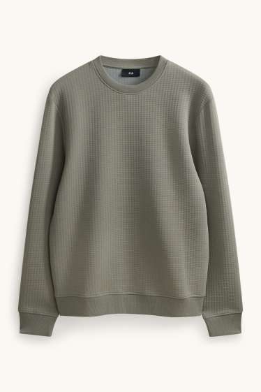 Heren - Sweatshirt - met structuur - kaki