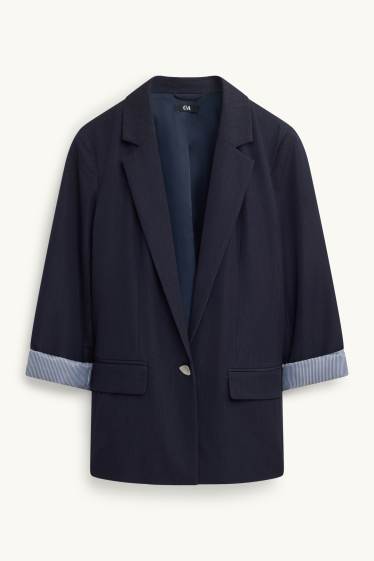 Femmes - Blazer long - relaxed fit - bleu foncé