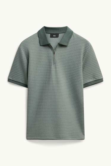 Bărbați - Tricou polo - regular fit - structurat - gri / verde