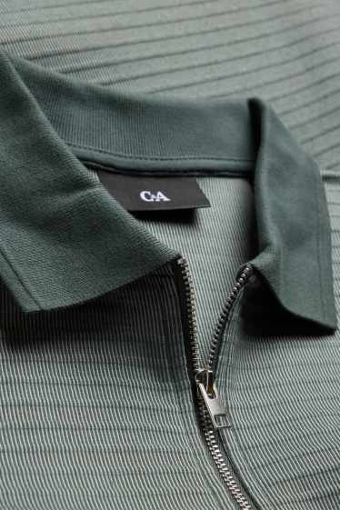 Bărbați - Tricou polo - regular fit - structurat - gri / verde