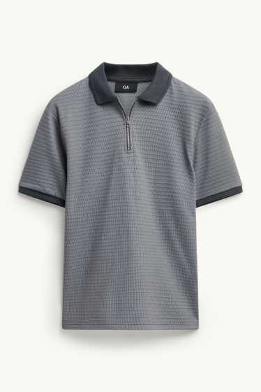 Bărbați - Tricou polo - regular fit - structurat - gri / gri