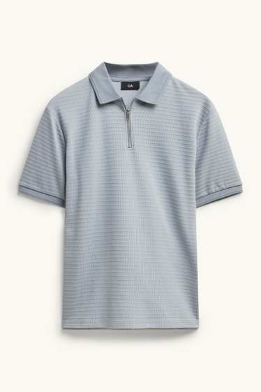 Men - Polo shirt - regular fit - textured - light blue
