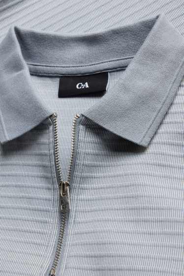 Men - Polo shirt - regular fit - textured - light blue