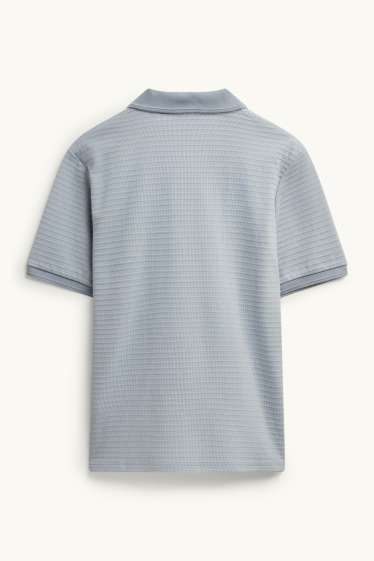 Men - Polo shirt - regular fit - textured - light blue