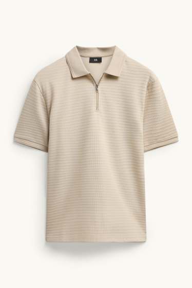 Bărbați - Tricou polo - regular fit - structurat - bej
