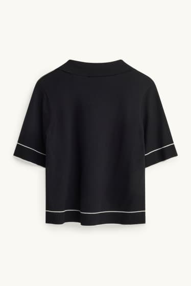 Donna - Maglione - a maniche corte - nero / bianco