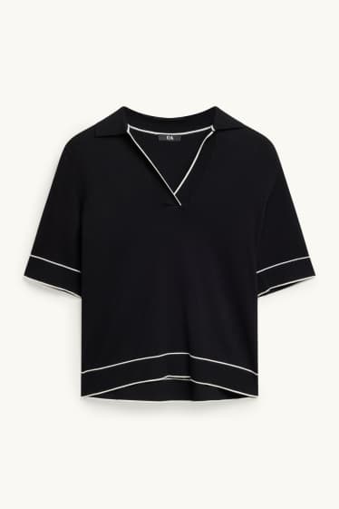 Donna - Maglione - a maniche corte - nero / bianco