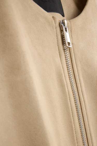 Femmes - Blouson aviateur - faux suède - beige