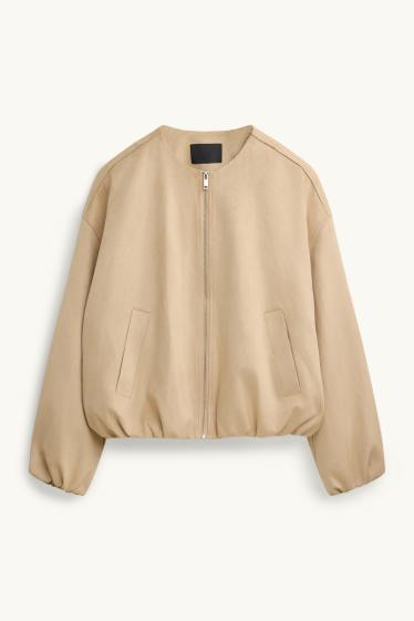Femmes - Blouson aviateur - faux suède - beige