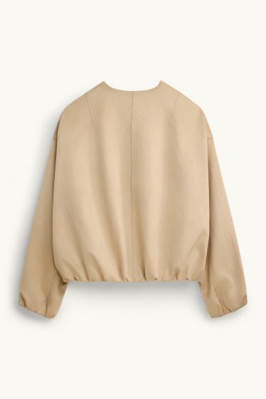 Femmes - Blouson aviateur - faux suède - beige