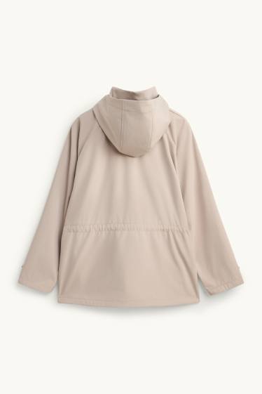 Damen - Softshelljacke mit Kapuze - wasserabweisend - 4-Way-Stretch - beige