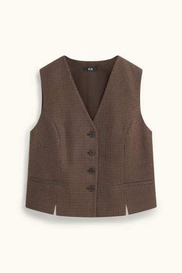 Damen - Business-Weste - tailliert - gemustert - braun / dunkelblau