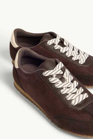 Women - Trainers - faux suede - dark brown