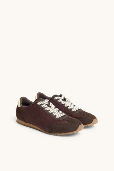Women - Trainers - faux suede - dark brown