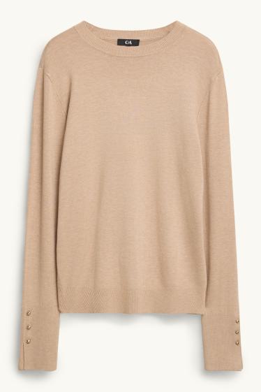 Damen - Feinstrick-Pullover - beige