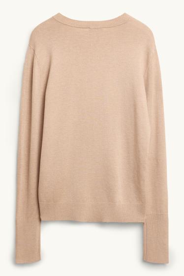 Damen - Feinstrick-Pullover - beige