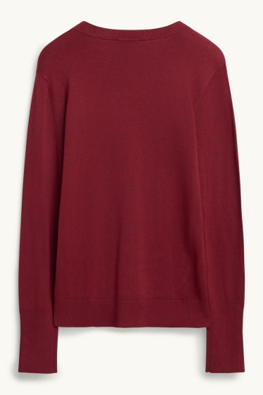 Damen - Feinstrick-Pullover - bordeaux