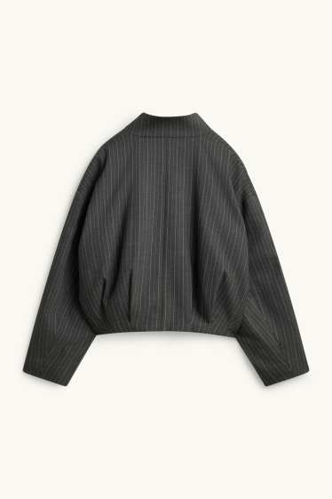 Damen - Oversized-Blazer - Nadelstreifen - dunkelgrau