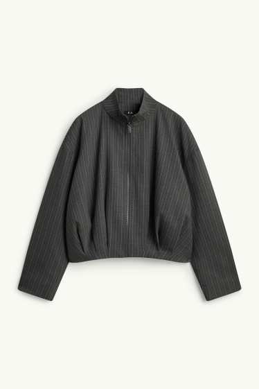 Damen - Oversized-Blazer - Nadelstreifen - dunkelgrau