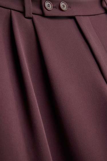 Women - Business trousers - high waist - wide leg - bordeaux