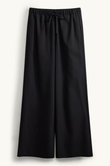 Femei - Pantaloni office - talie medie - wide leg - negru