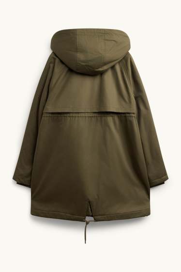 Donna - Parka tecnico premaman con cappuccio e inserto porta-bebè - verde scuro