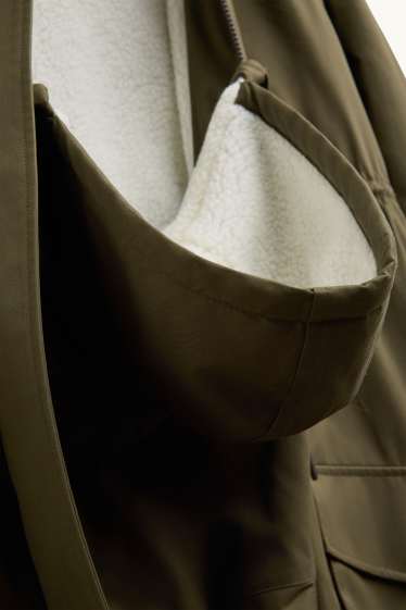 Donna - Parka tecnico premaman con cappuccio e inserto porta-bebè - verde scuro