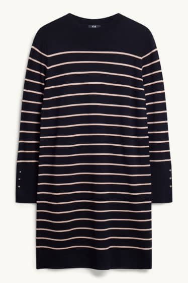 Dona - Vestit de punt - straight fit - de ratlles - blau/beix