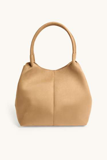 Dames - Grote shopper - imitatiesuède - beige